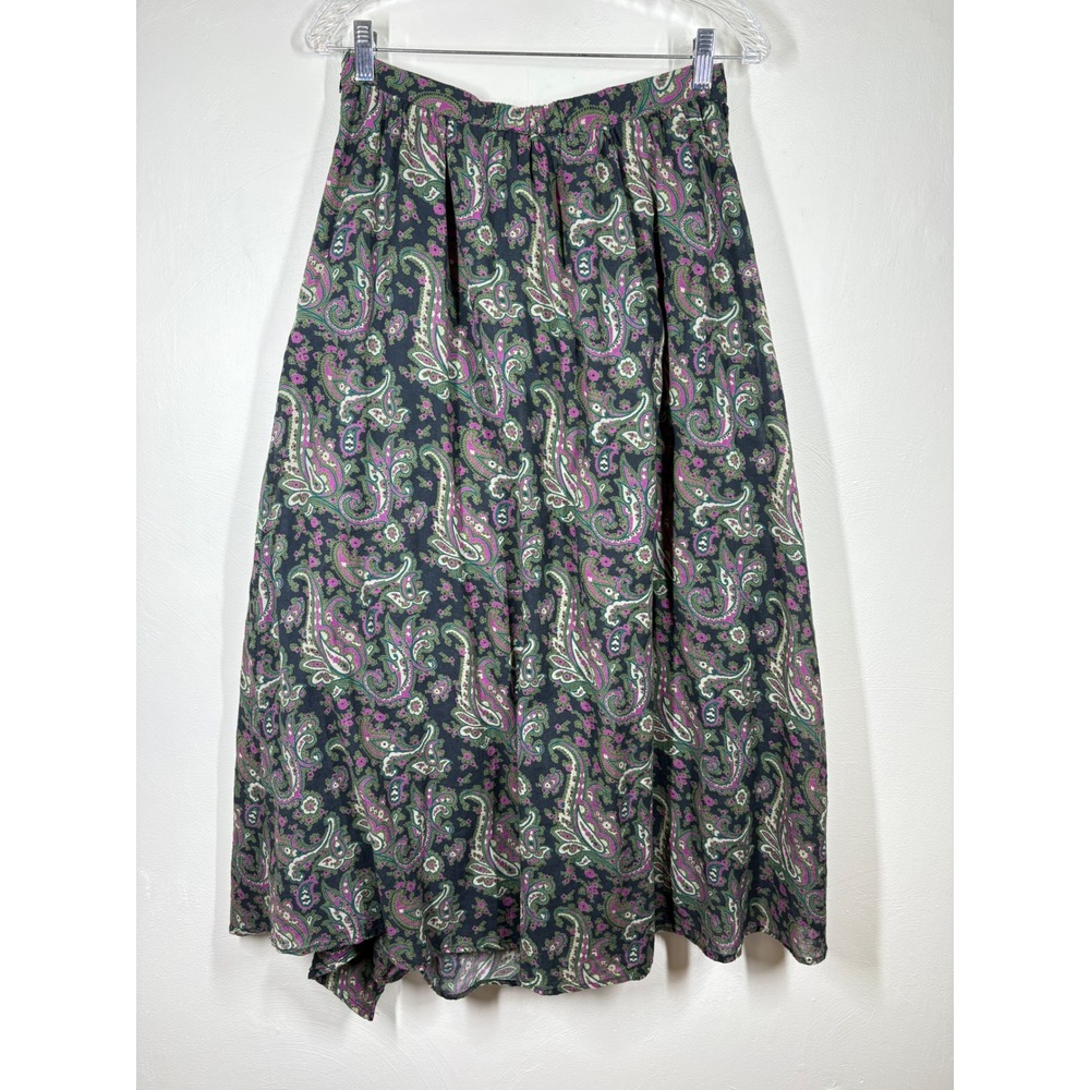 Sundance Womens Small Paisley Ruffle Cotton Midi Skirt Blue Purple Boho Floral - Picture 7 of 10